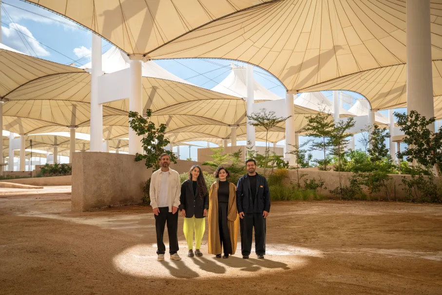 01 Al Musalla Prize 2027 Group portrait from left to right Jessam Al Jawad Al Jawad Pike Zeina Koreitem MILLIØNS Meriem Chabani New South Ali Ismail Karimi Civil Architecture